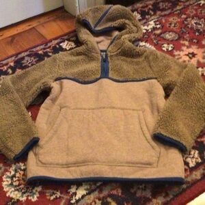 C9 by Champion Kids Sherpa Hoodie in Tan and Olive with Blue Trim